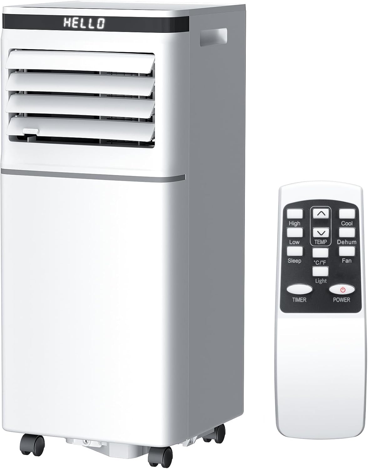 3-in-1 ポータブルエアコン 8000 BTU 除湿機とファン、デジタルディスプレイ、リモコン、24 時間タイマー、ホームオフィス用スリープモード付き