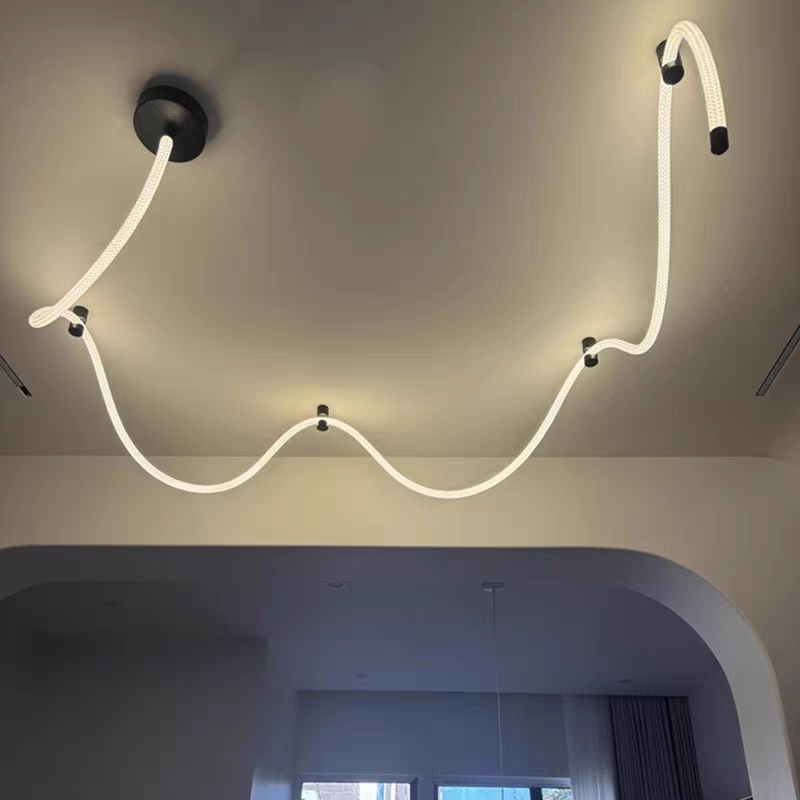モダンな LED ラインライトデザイナー DIY シャンデリアロフトヴィラデュプレックスリビングルーム展示ホールクリエイティブアートホーム照明