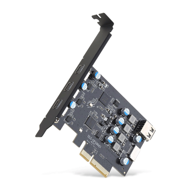 PCIe - USB 3.2 Gen 2 5ポートカード（合計20Gbps、USB Cポート3個、Windowsフロントパネルマウント用Aキー20ピンType-Eヘッダー1個搭載）