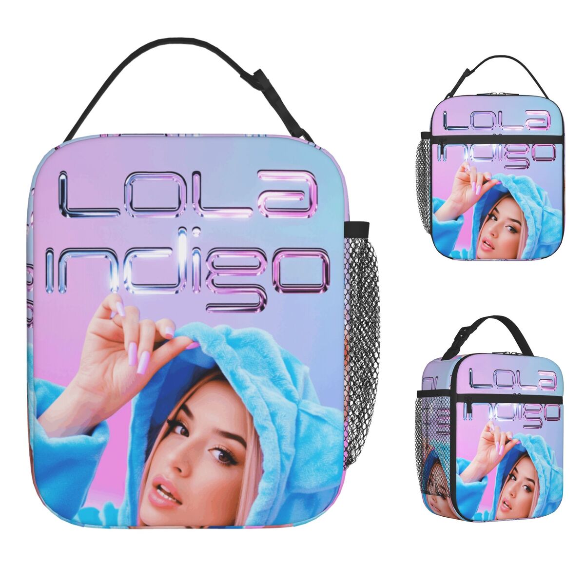 L-Lolas I-Indigos ランチバッグ ポータブルランチボックス 女性 アウトドア ピクニック プリント クーラーバッグ カジュアル オックスフォード サーマルランチバッグ