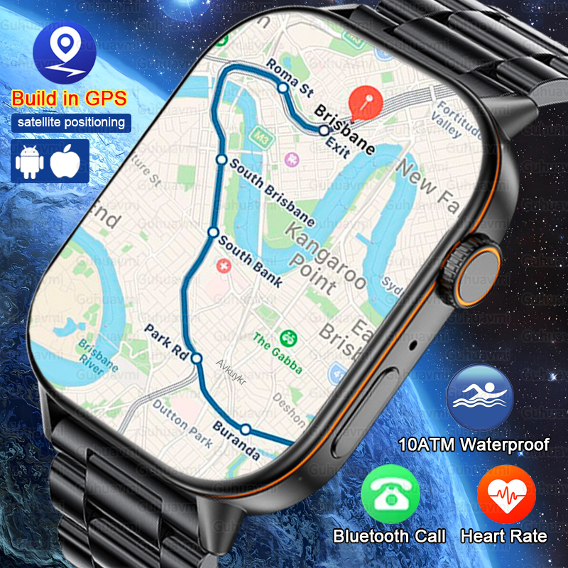 新しい GPS 軍事スマートウォッチ Bulit-in GPS コンパス高度計気圧 10ATM IP69K 防水 AMOLED BT 通話スマートウォッチ