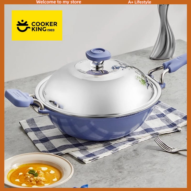 COOKER KING スポットグッズ 30 センチメートルノンスティック中華鍋フライパン大容量シチューポット蓋付きベークライトハンドルアルミ合金調理鍋