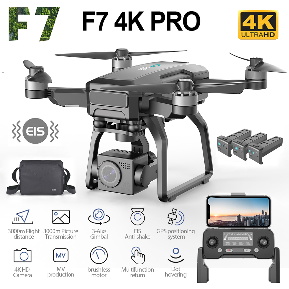 SJRC F7 PRO GPS ドローン 4K デュアル HD カメラ 3 軸ジンバル プロの航空写真 3KM ブラシレス クアッドコプター VS F11 4K Pro