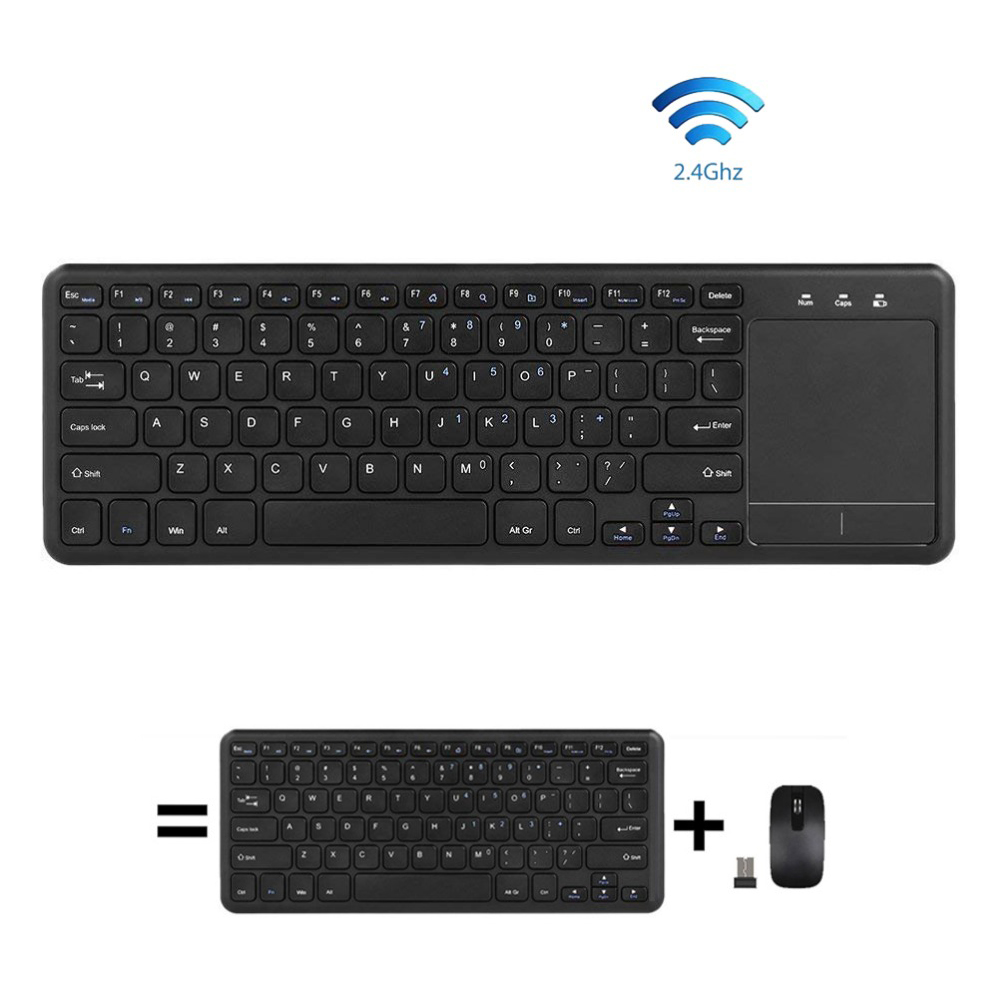 Windows 10/7 Android TV BOXノートブックラップトップスマートTV用マルチタッチタッチパッド付き2.4GHz超薄型ワイヤレスタッチキーボード
