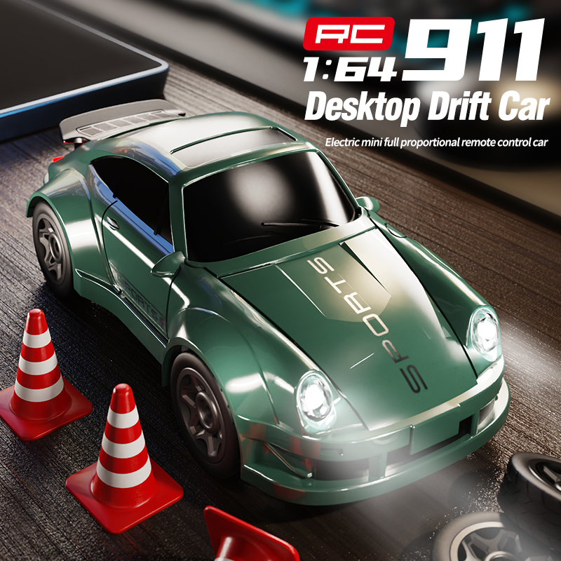 RC 911 デスクトップスーパードリフトカー 1:64 ミニスケール RC ドリフトカー電動フル比例ドリフト機能ホイールリモートコントロールカー w