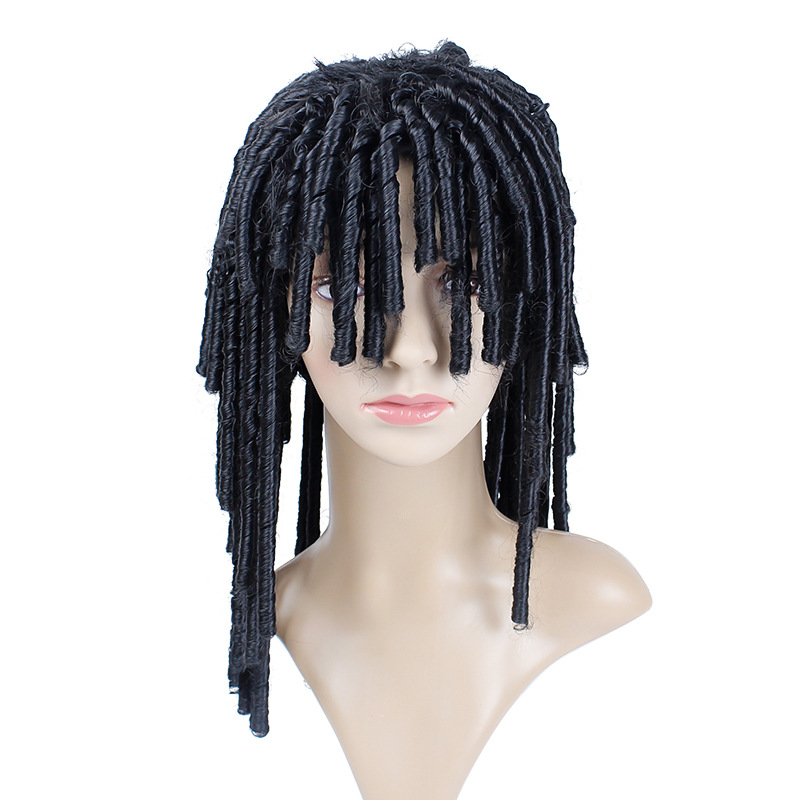 Halloween Dreadlock Twist Black Thick Hollow Roll Wig Cosplay Party Dress up Props