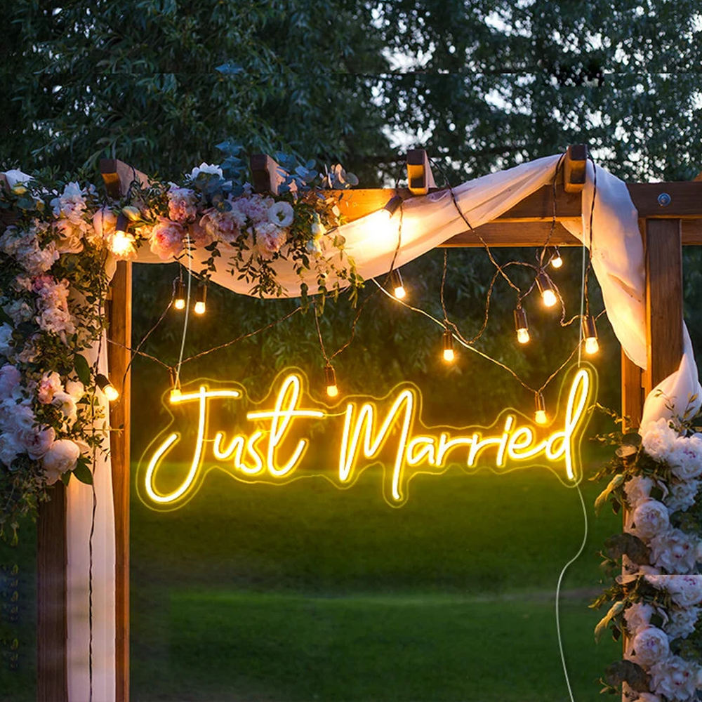 Just Wedding ネオンサイン 結婚式の壁の装飾 ギフト パーティー 婚約 パーソナライズされた LED ネオンライトサイン 寝室 ホームネオン用