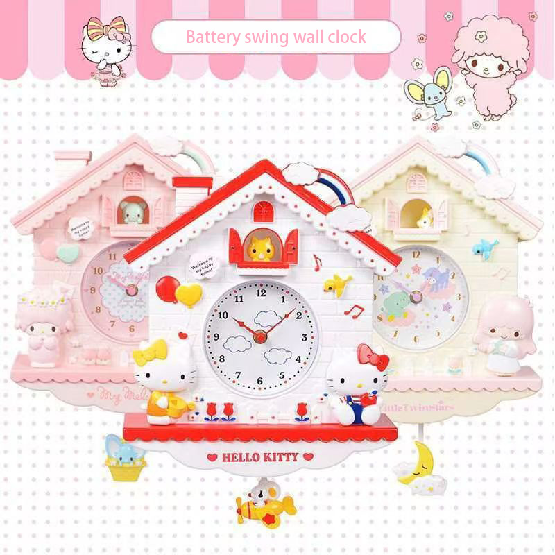 かわいいキティマイメロディポムポムプリン漫画壁時計かわいい部屋の装飾女の子の寝室の誕生日ギフトのアイデア