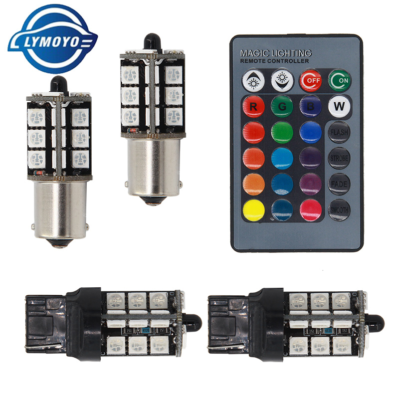 2 個 RGB 信号ランプ 1156 BAU15S BA15S LED 1157 点滅ライト警告テールライトブレーキライト T20 7443 7440 デイタイムランニングランプ