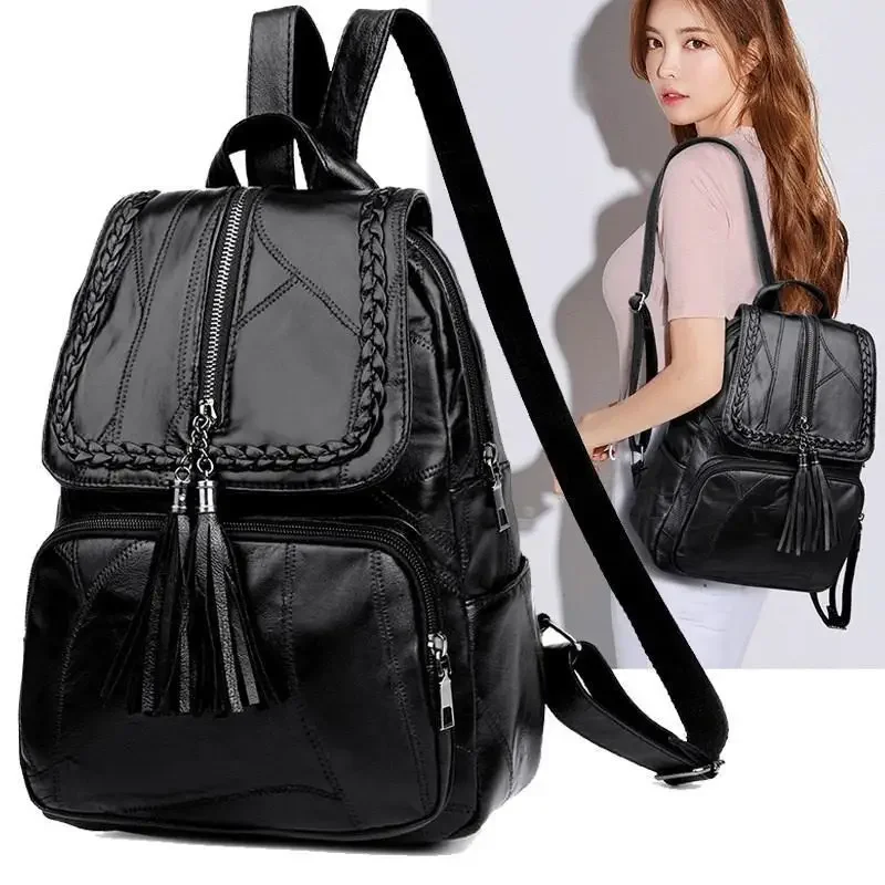 1 個の女性の革のバックパックファッションショルダー女性のバックパック女性旅行 Mochilas スクールバッグ女の子のための