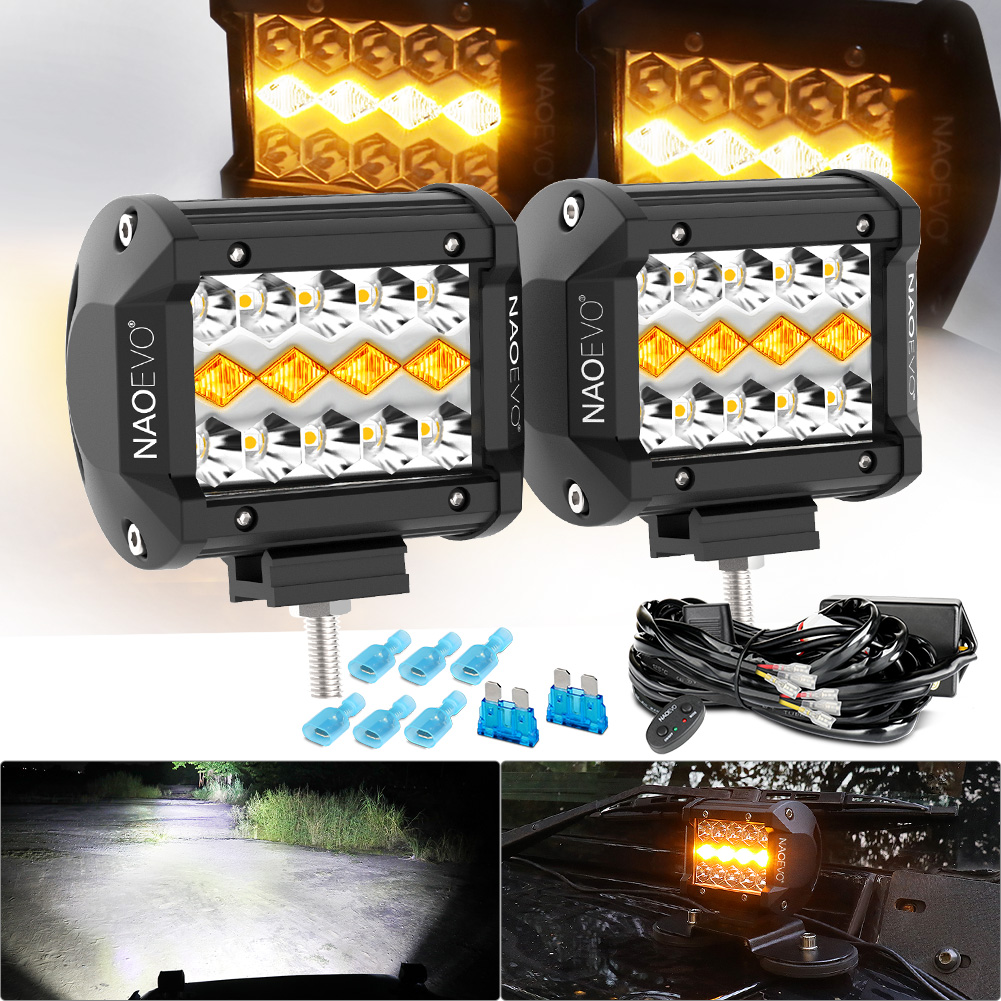NAOEVO 4 "7 インチ Led ワークライトバー 12V 24V スポットライト 4 × 4 オフロードアクセサリー LED ヘッドライトフォグランプ車のトラック自動 ATV