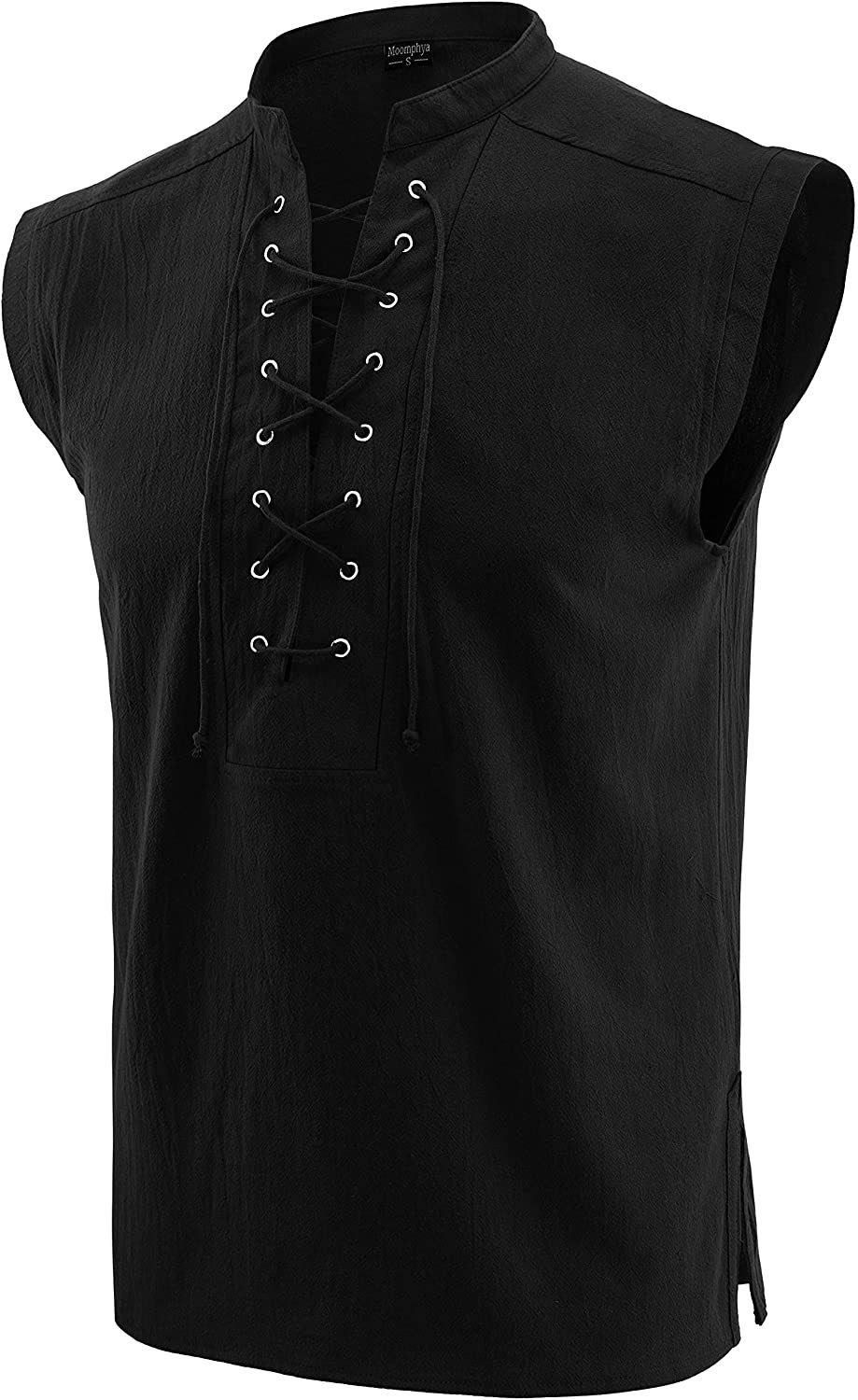 ノースリーブタンクトップ男性中世服ノースリーブネクタイスタンド C Oll シャツベストゴシックファッション Playeras パラ Hombres