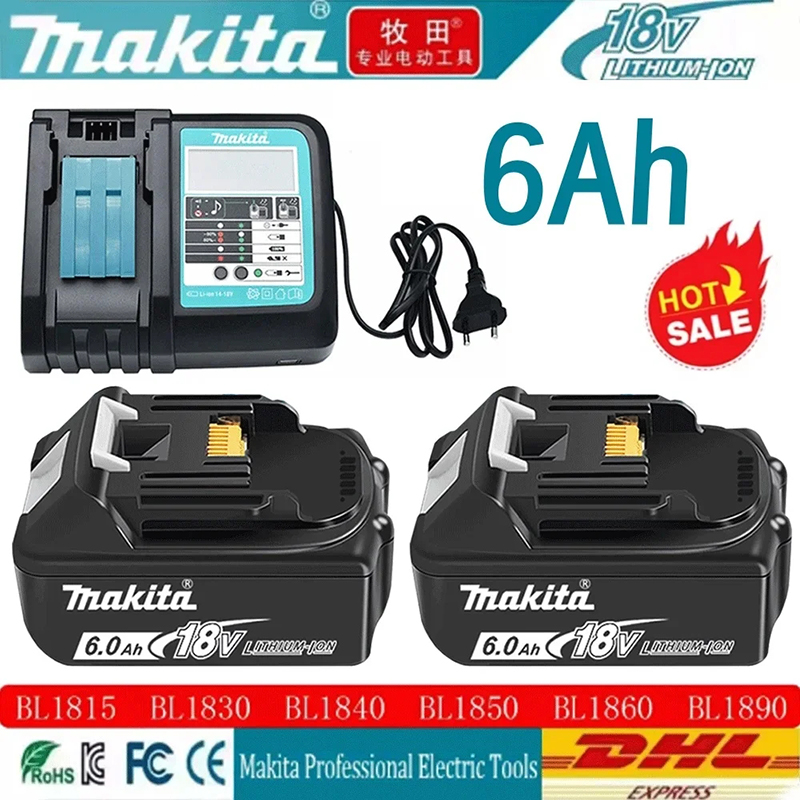 Makita 18V 5.0Ah Battery BL1850B BL1860B DC18RC Charger Combo 100% New High Quality Upgraded BMS Protection LXT Rechargeable