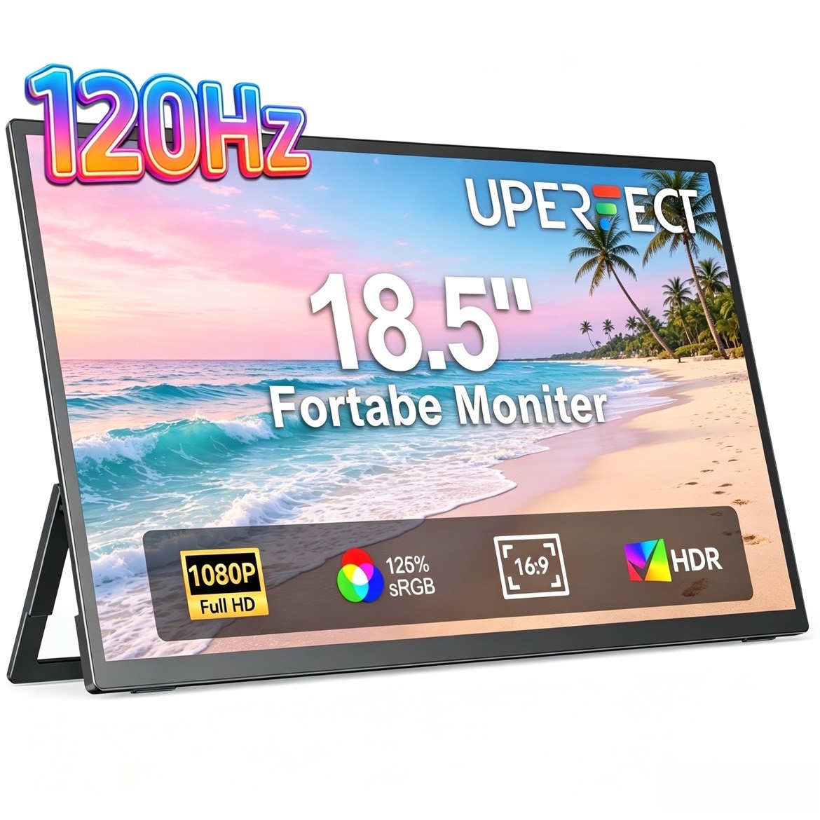 ラップトップ用の完璧なポータブルモニター 18.5 インチ 120Hz IPS HDR HDM​​I USB-C 超スリムトラベルディスプレイラップトップ MacBook Pro Air PC 用