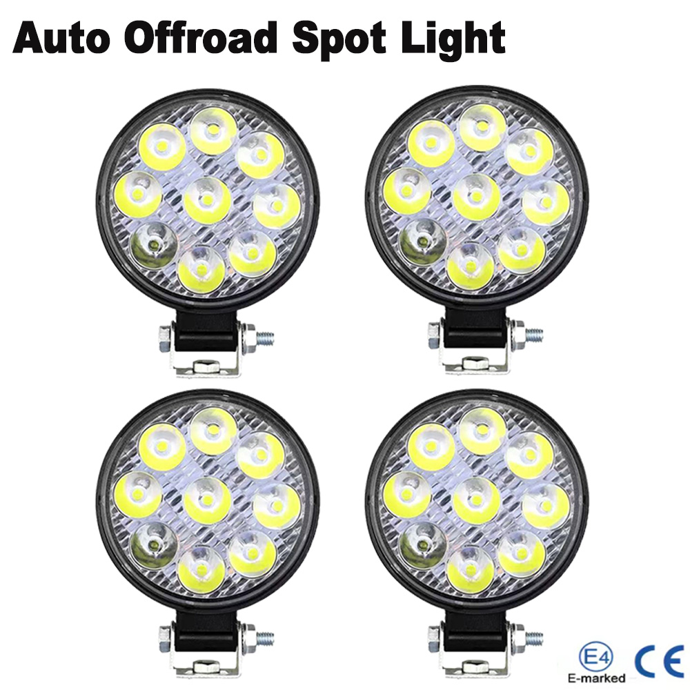 ミニ 9LED ライトバー 27 ワットワークライトラウンド 6000 18K 車のオフロードスポットライトジープトラックオートバイトラクター SUV ATV LED ヘッドライト