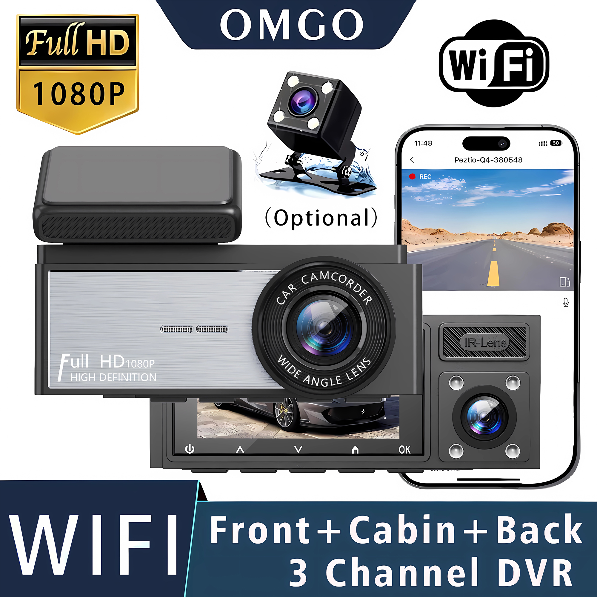 WIFI 3 チャンネルカー Dvr HD1080P キャビンダッシュカム Len インテリアカメラ車両レコーダービデオレジストレータ DVRS ダッシュカムビデオカメラ