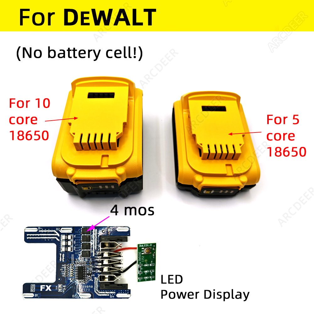 5/10*18650 18V 21V 電動工具アクセサリーリチウムイオンバッテリーケース Dewalt BMS ボックス 4Mos 充電ホルダー PCBA LED 電源ディスプレイ