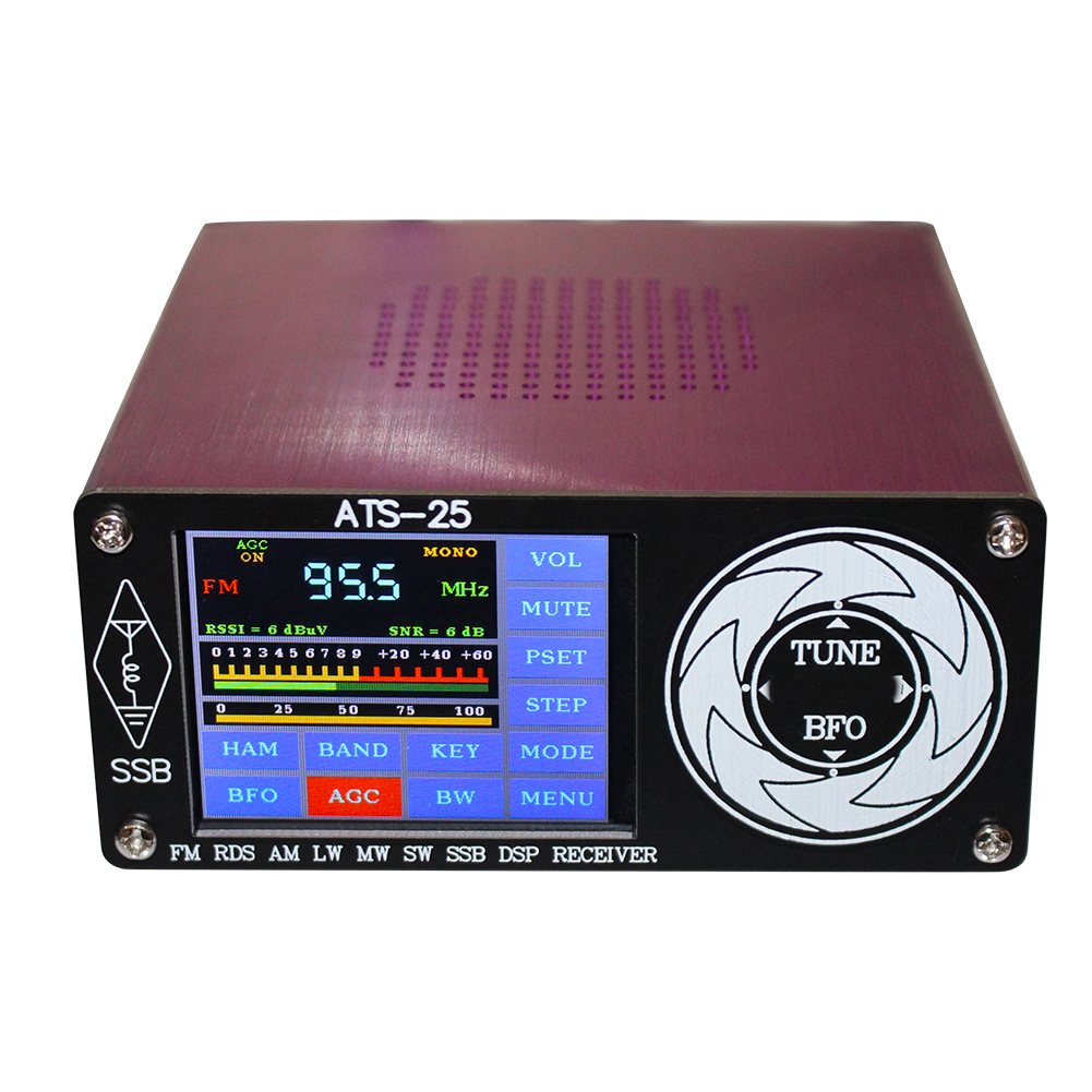 ATS-25 Si4732 オールバンドラジオ受信機 FM LW MW SW SSB 2.4 インチタッチ LCD ホイップアンテナ バッテリー USB ケーブル スピーカー タッチキー