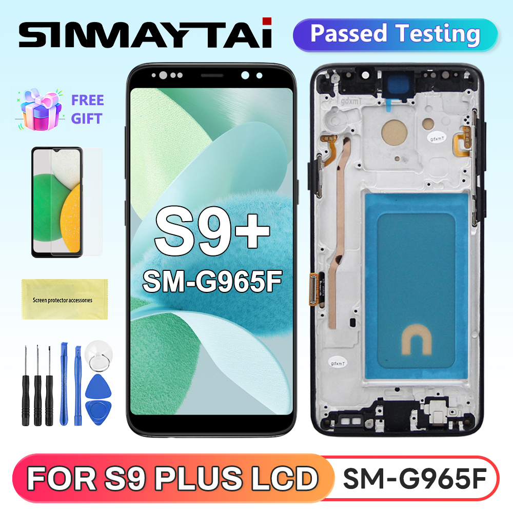 S9 Plus ディスプレイスクリーンアセンブリ Samsung Galaxy S9 G965F G965U Lcd ディスプレイタッチスクリーンデジタイザー フレーム交換付き