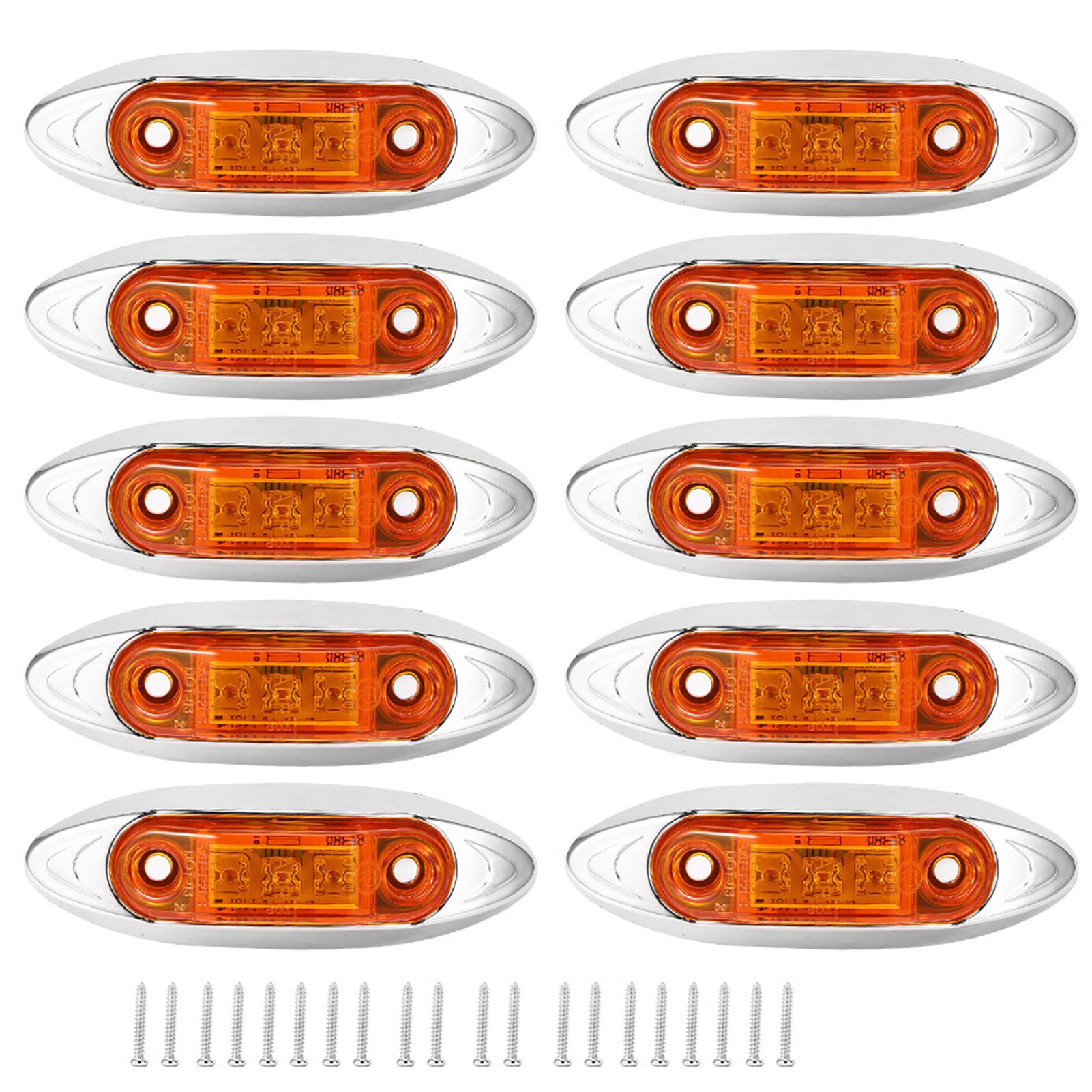 10個 3LED サイドマーカーライト 防水防塵ピラニアランプ トラックトレーラー用