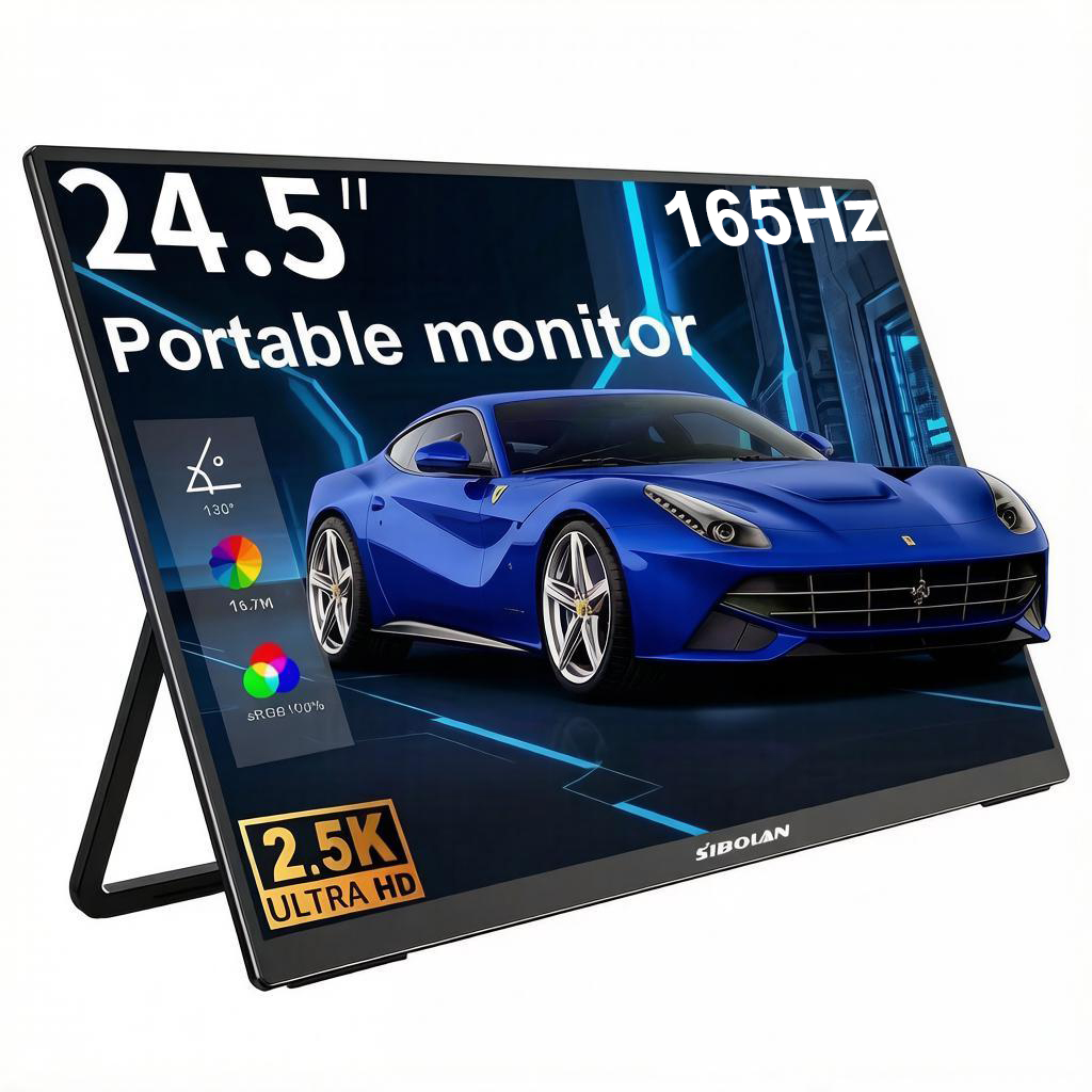 SIBOLAN 24.5 "2K ポータブルモニター HDR 2560*1440P 165Hz 100sRGB 大型ゲームディスプレイ TYPE-C HDMI VESA デスクトップラップトップミニ PC 用