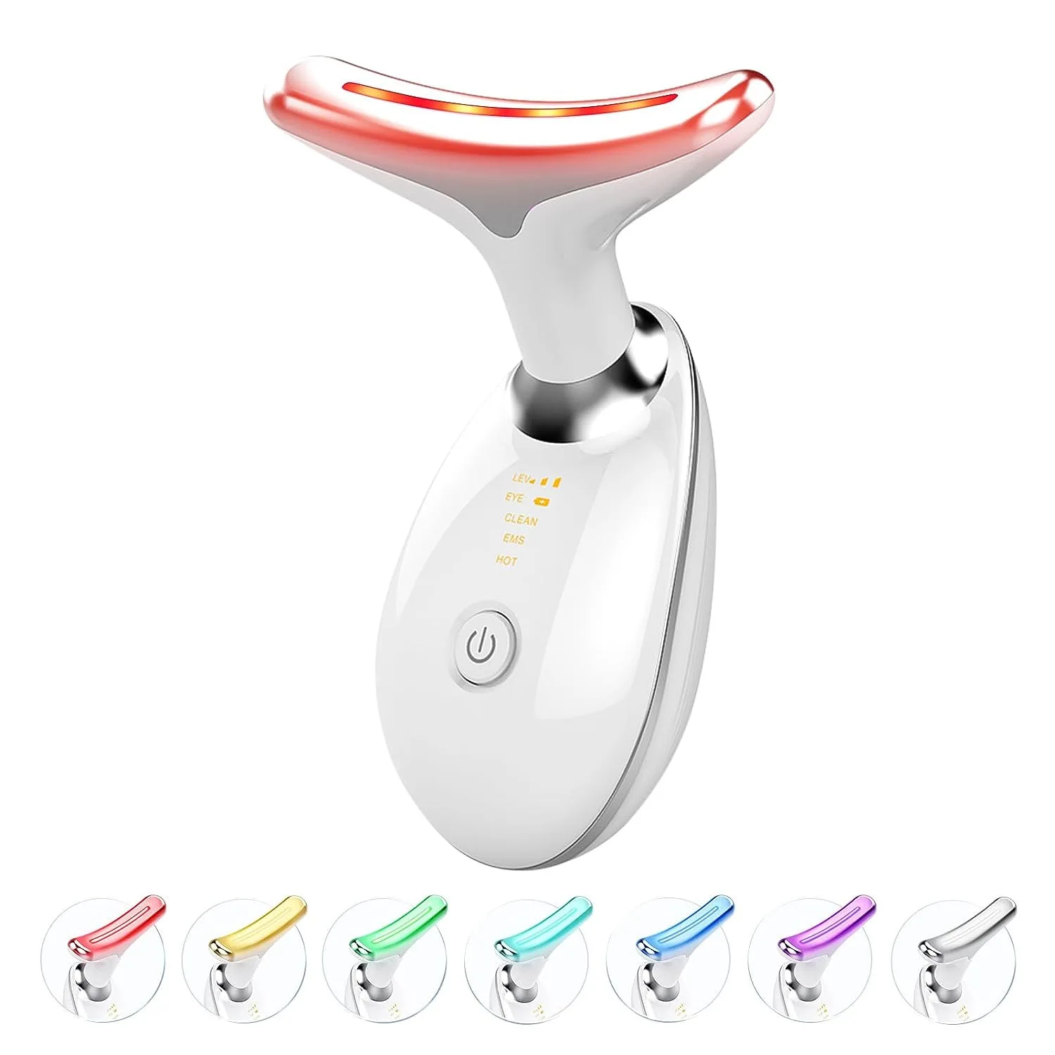 7 色ネックフェイスリフター Ems ネックフェイスリフティングマッサージ皮膚引き締めデバイス Led 光子療法抗しわ二重あごリムーバー