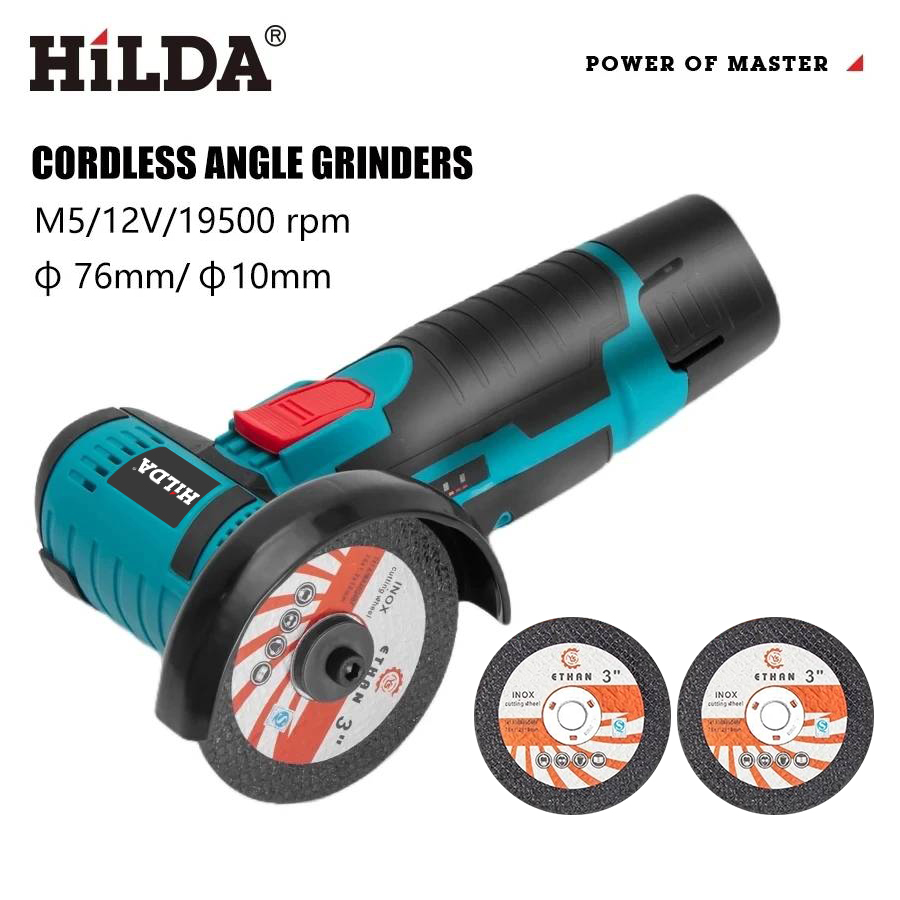 HILDA 12V 3 インチリチウム電気アングルグラインダー DIY 用コンパクトハンドヘルドツール