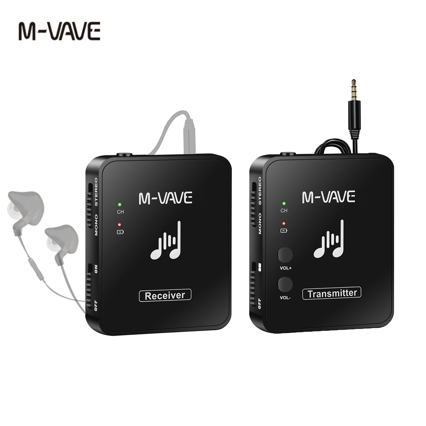 M-vave M8 Wp-10 2.4 グラムワイヤレス伝送ヘッドフォンイヤホン MS-1 モニターシステム送信機受信機ストリーミングステレオ