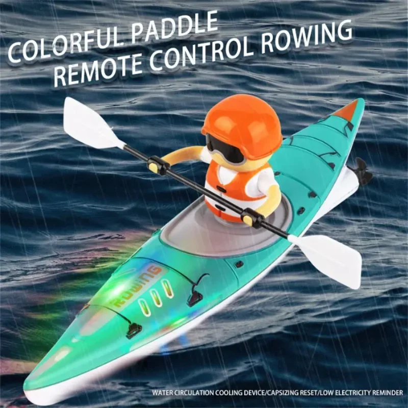 2.4 グラム RC ボートレースパドリング水漕ぎカヤックライト 360 運転デュアルモード防水マルチプレイヤーゲーム船屋外子供のおもちゃ