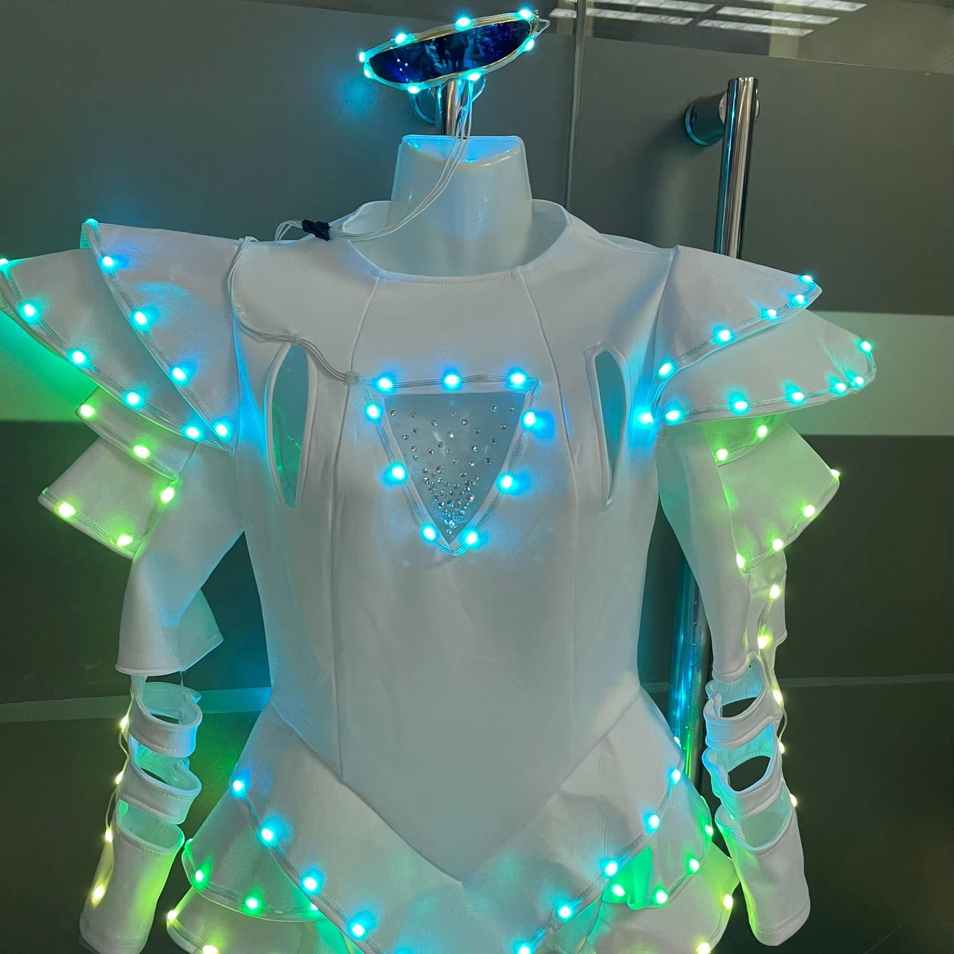 女性 LED ライト ボディスーツ ステージ ショー ガール ダンサー コスチューム レディース ライトアップ レオタード ダンス ドレス