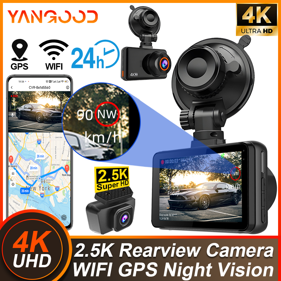 Yangood ミニ 4K ダッシュカム 2.5K リアカメラビデオレコーダーサポート G センサーナイトビジョンループ記録駐車監視車 Dvr