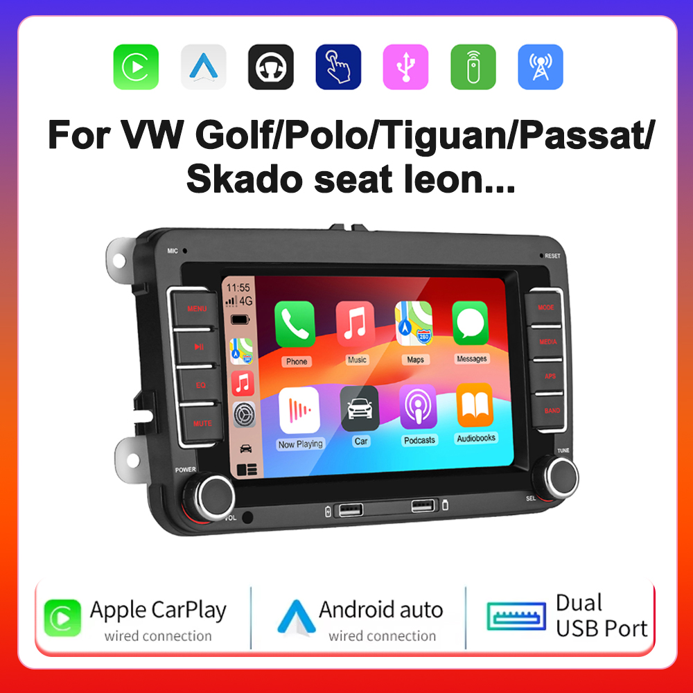 7 インチカーラジオ CarPlay Android 自動 VW フォルクスワーゲンシュコダオクタヴィアゴルフ 5 6 トゥーランパサート B6 ポロジェッタマルチメディアプレーヤー