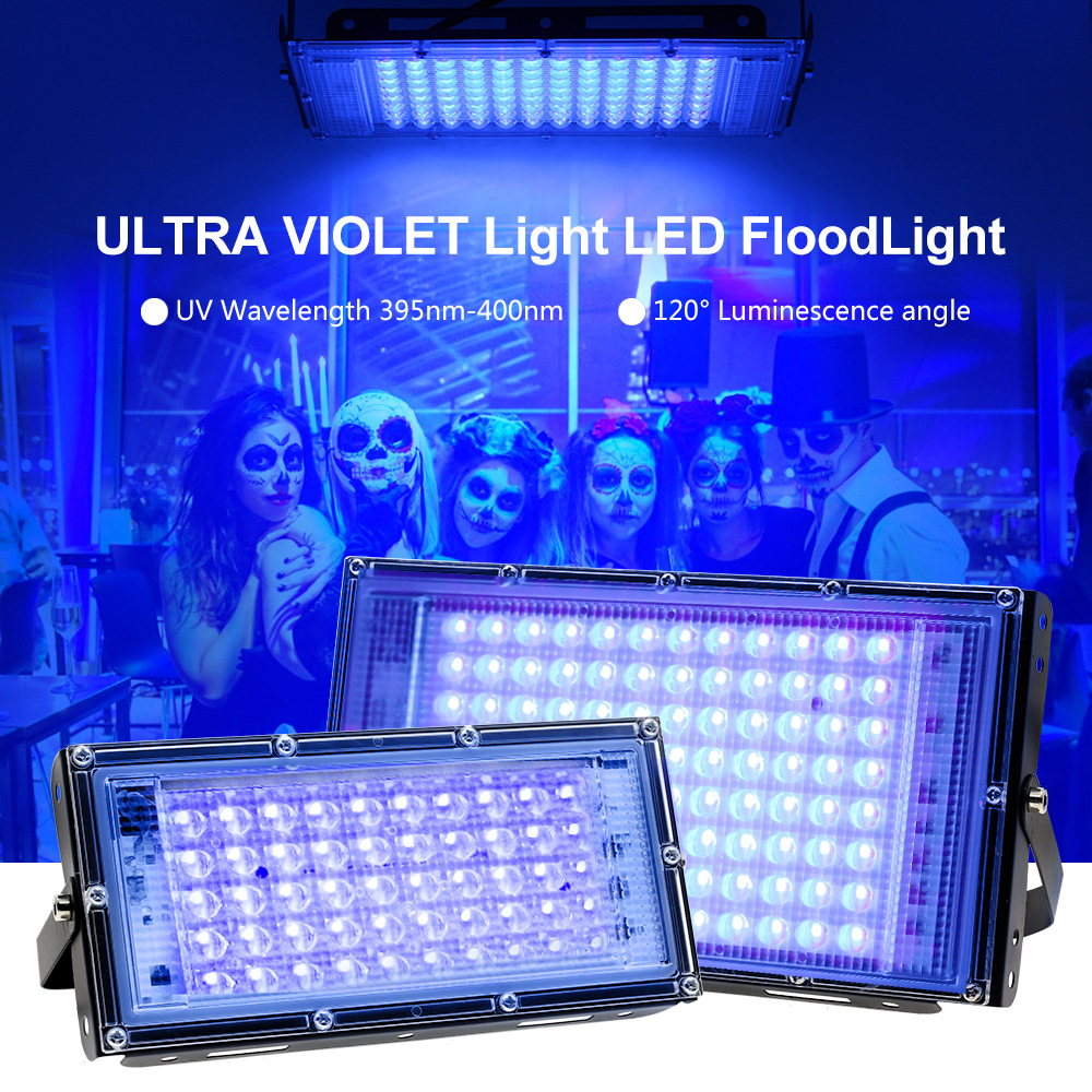 395nm 400nm LED UV 投光器 220V 110V 紫外線ステージランプ 50 ワット 100 ワットステージブラックライト防水ディスコパーティーステージバックライト