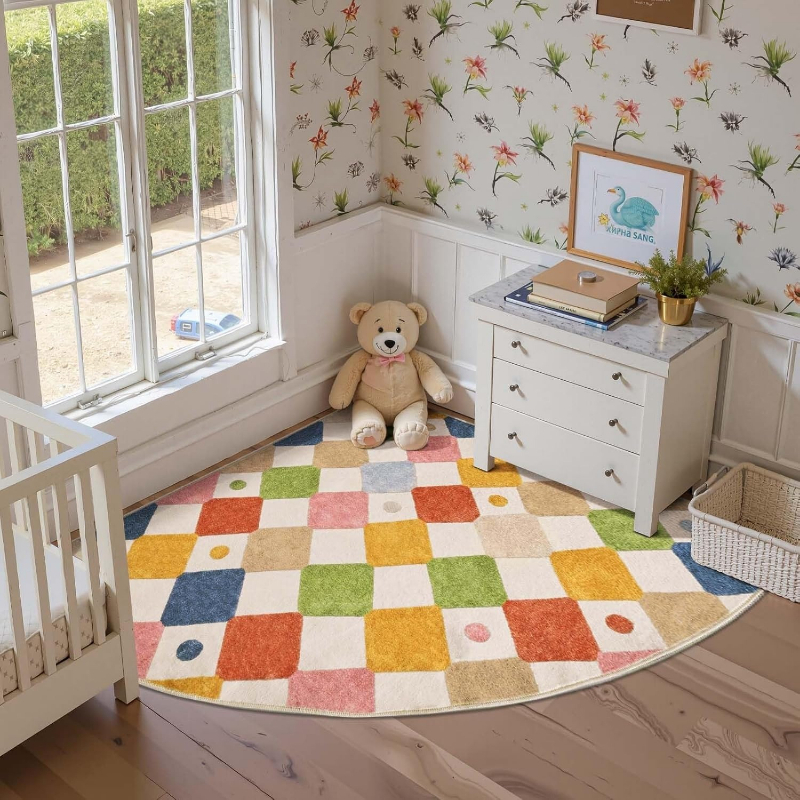 Bedroom Carpet Soft Fluffy Floor Mat Colorful Diamond Pattern Rug Bedside Foot Mats Modern Home Decoration Rugs for Living Room