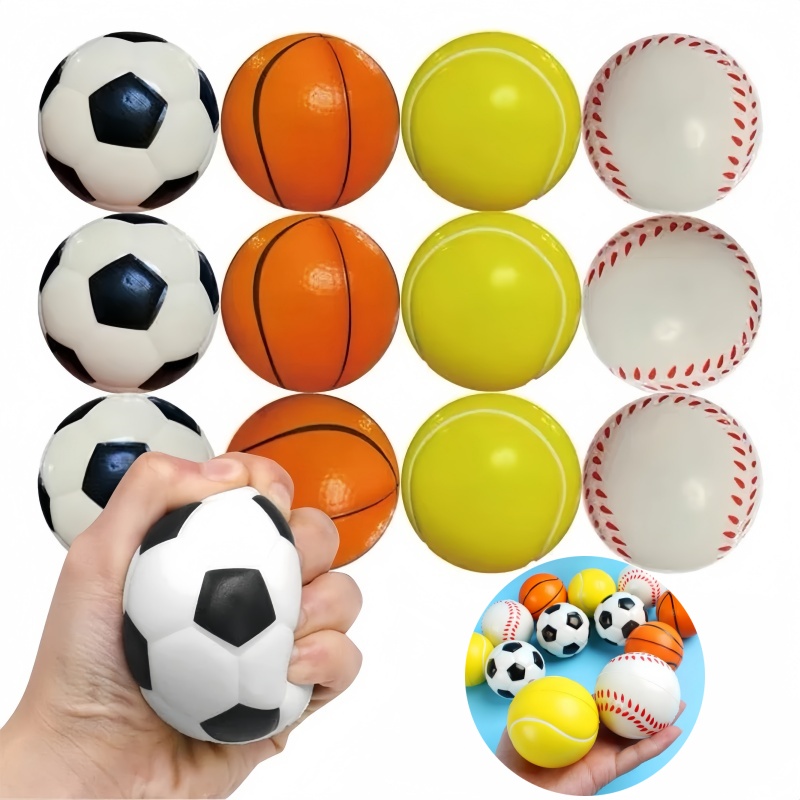 12 個ソフトサッカーバスケットボール野球テニスおもちゃ泡スポンジ減圧ベントストレスボールサッカー抗ストレススポーツおもちゃ