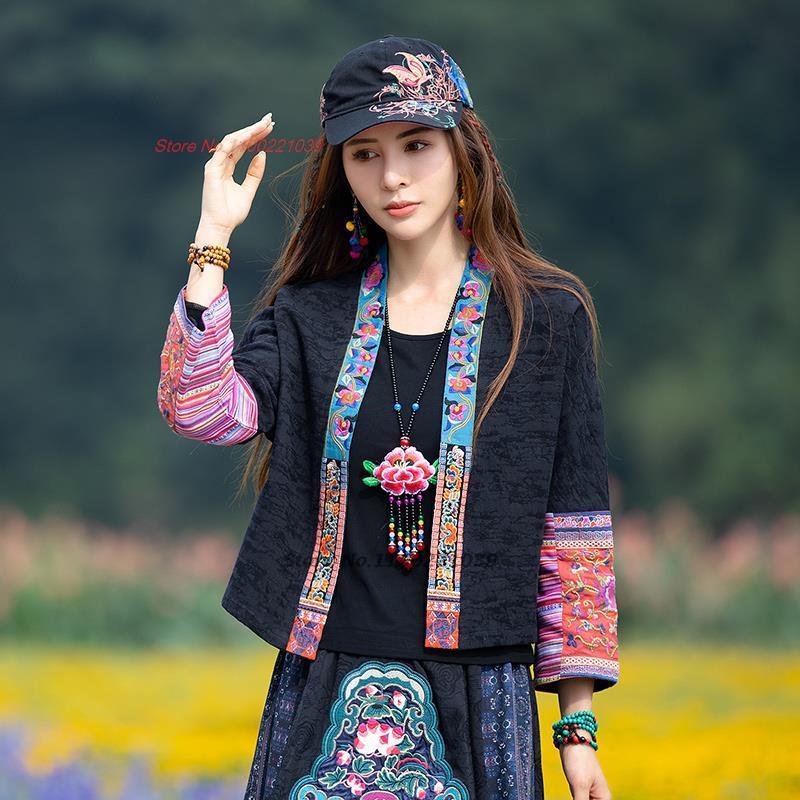 2026 中国ヴィンテージブラウス女性レトロ韓服伝統的なエレガントなヴィンテージ女性トップ花刺繍ブラウス東洋唐スーツ