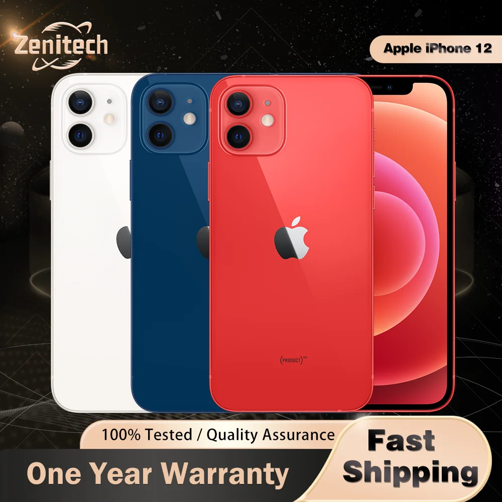 オリジナル Apple iPhone 12 5G 携帯電話 Face ID 64GB/128GB NFC 6.1" Super Retina XDR OLED A14 IOS ヘキサコア iphone 12
