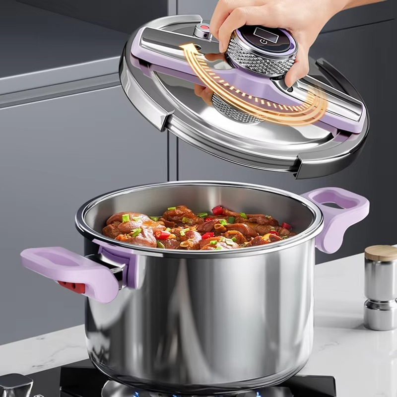 キッチン調理器具環境に優しい 100KPA インテリジェントタイミング圧力鍋 6L 8L ステンレス鋼デジタルディスプレイガス誘導