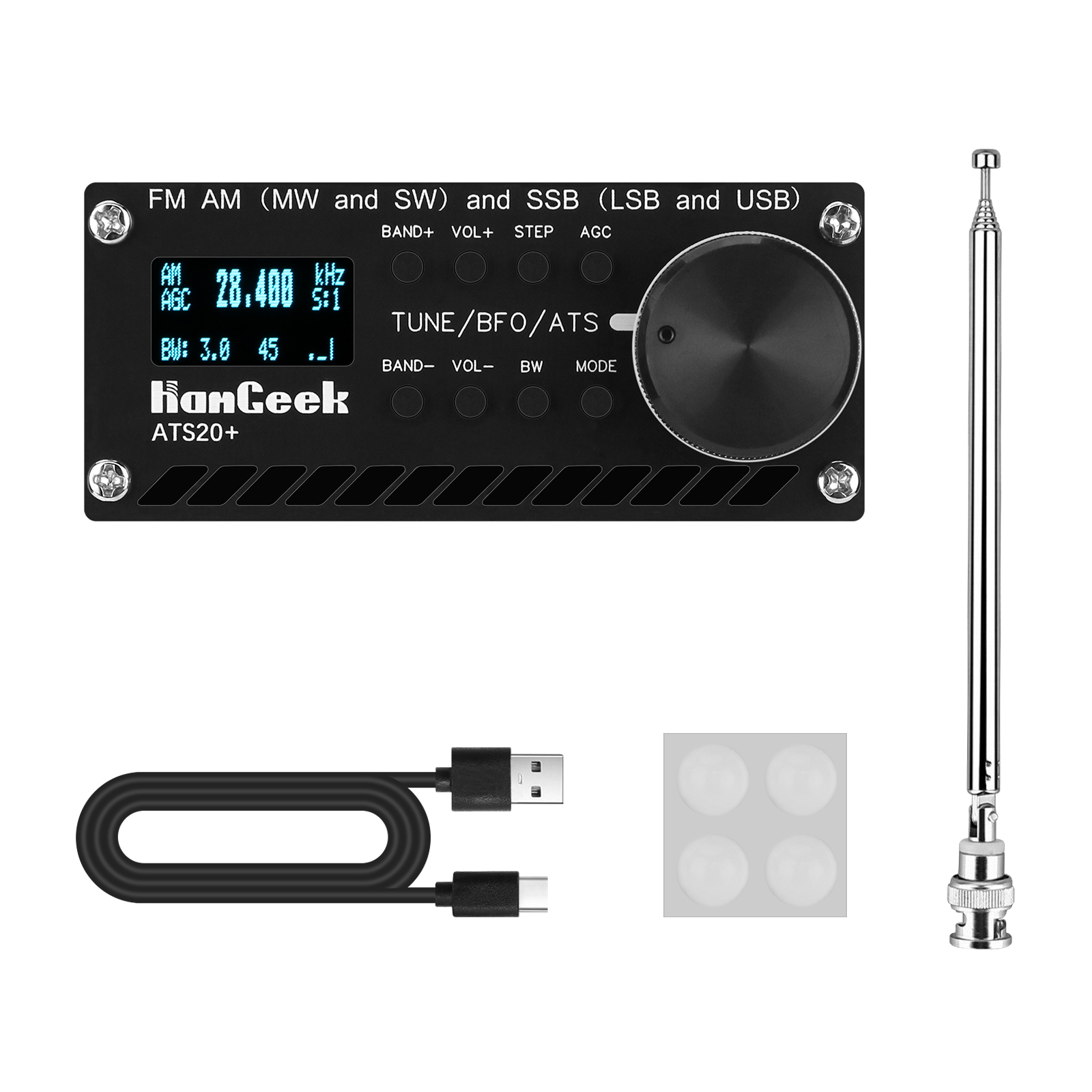 HamGeek ATS20 プラス ミニ ATS20 ハンドヘルド SI4732 ラジオ受信機 DSP SDR 受信機 FM AM (MW)
