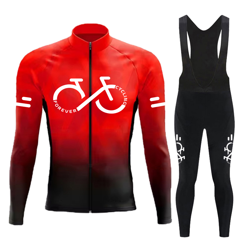 サイクリングジャージセット夏長袖グラデーション MTB バイクサイクリング服通気性 Ropa Ciclismo メンズロード自転車スポーツウェア