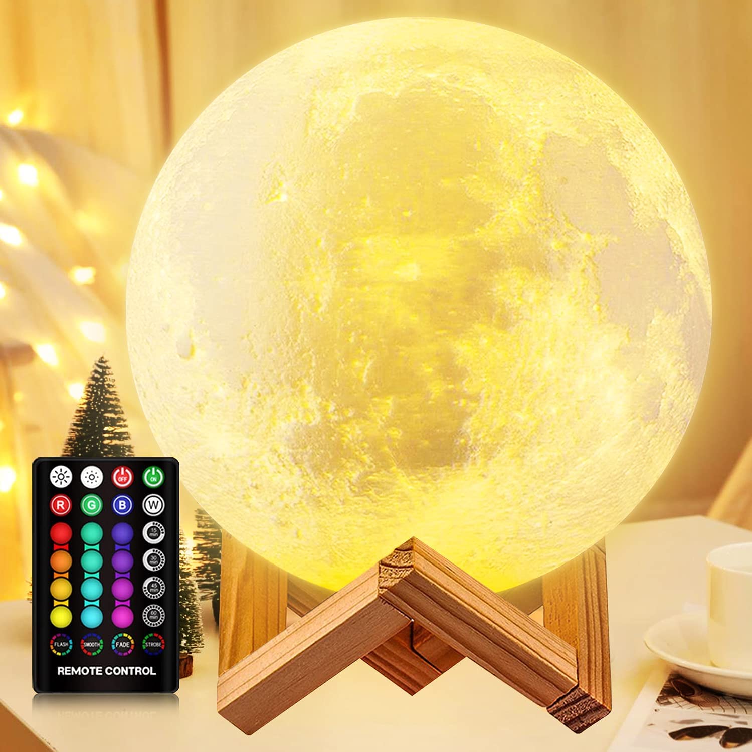 ZK30 ムーンランプキッズナイトライト銀河ランプ 16 色 LED 3D ムーンライトタッチリモコン充電式ギフト女の子男の子
