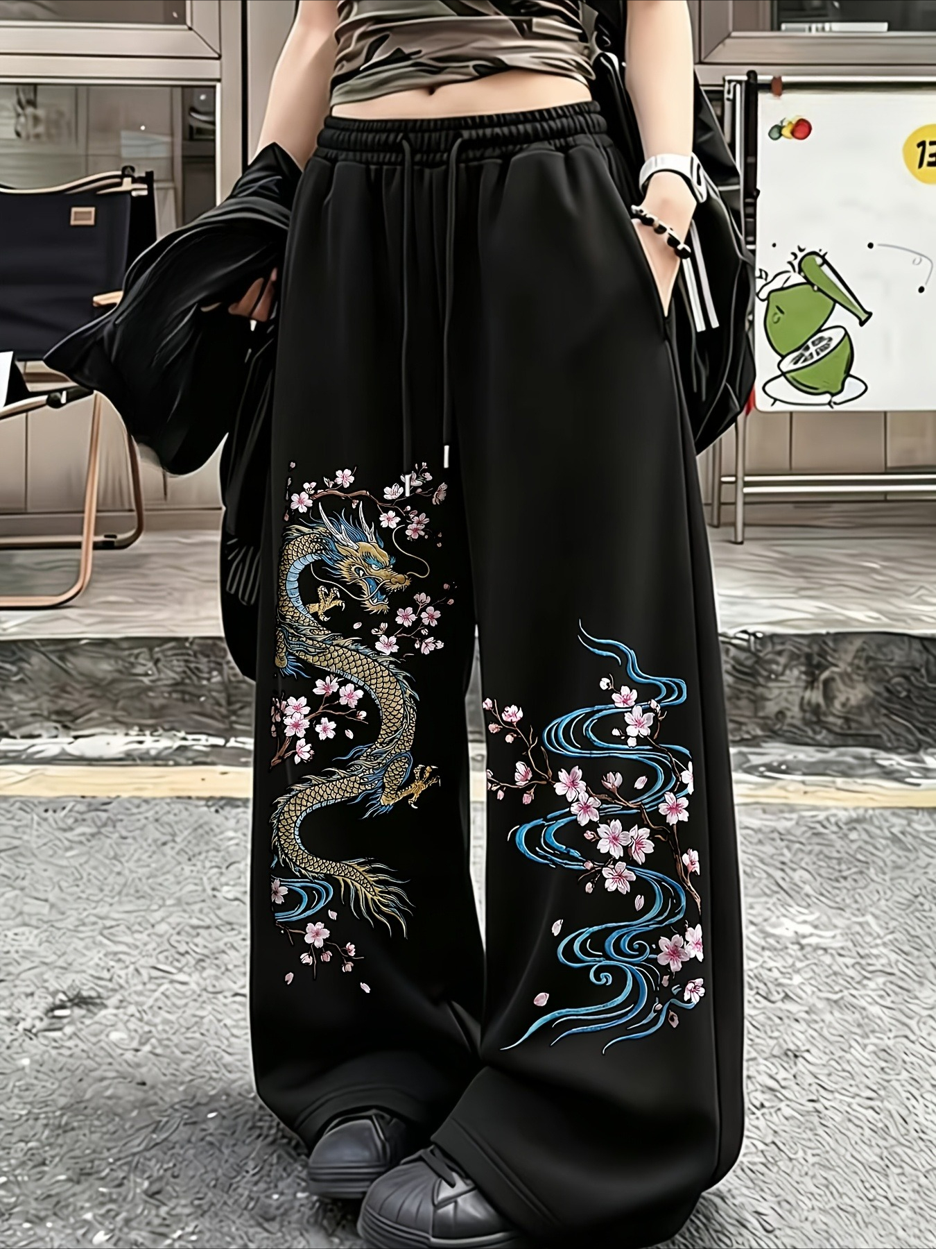 ゴシックスタイル Longteng メンズ長ズボンプリント 3D ストレートレッグパンツカジュアルストリートパンツ女性のルーズパンツ原宿スタイル