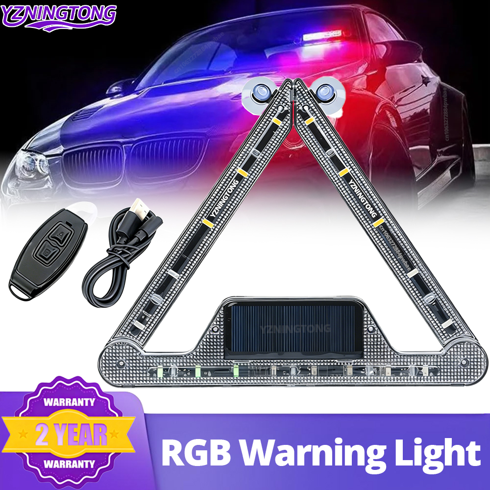 ソーラー RGB 18 LED 警察警告灯点滅緊急ランプ自動車グリルフロントガラス衝突防止ライトカーアクセサリー