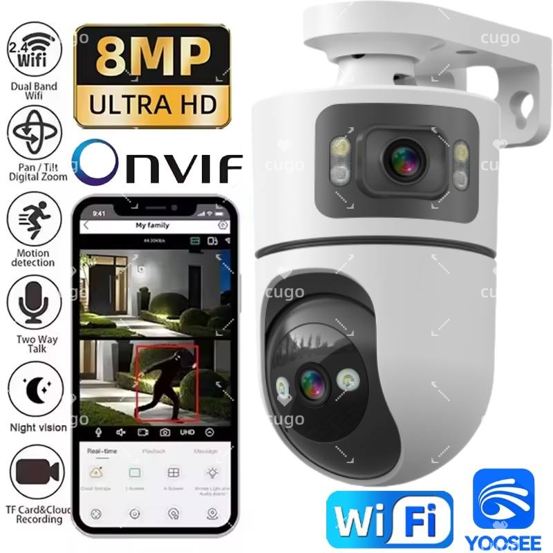 8MP WiFi IP カメラ デュアルレンズ 調整可能なブラケット付き セキュリティ ワイヤレス監視カメラ Onvif 10X ズーム ベビーモニター YOOSEE