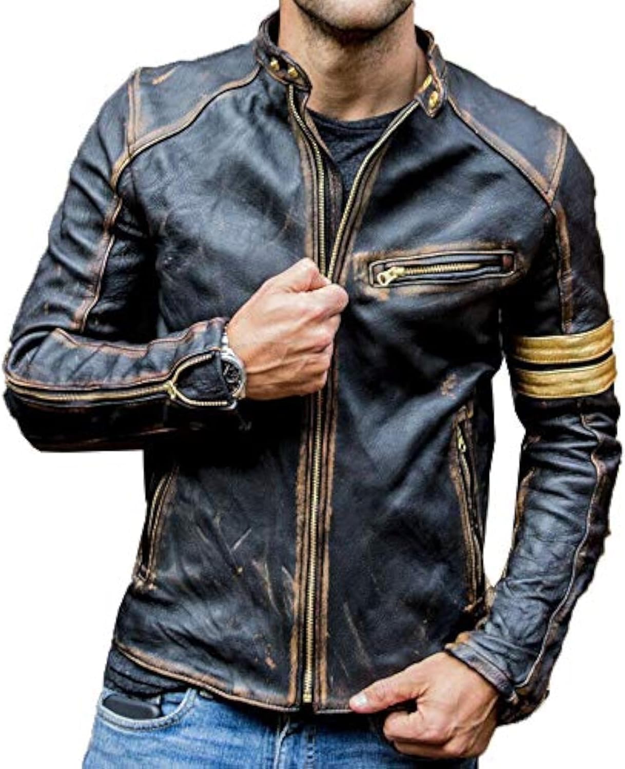 レトロファッションレザージャケットストリートブレザーカジュアルジャケット男性アウターレザーモトジャケットトレンドブランド男性の新しい服