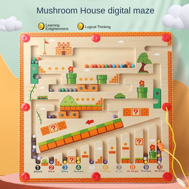 子供磁気色と数字迷路木製パズルアクティビティボード学習教育カウントマッチングモンテッソーリ子供のおもちゃ