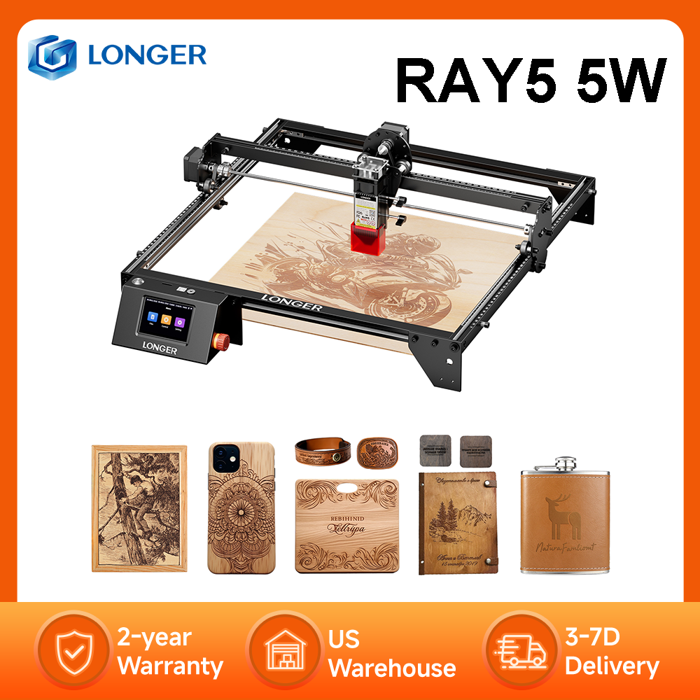 ロング RAY5 レーザー彫刻機 レーザー彫刻機 5W 出力 3.5 インチ カラータッチスクリーンアプリ オフライン制御 超微細集束レーザー