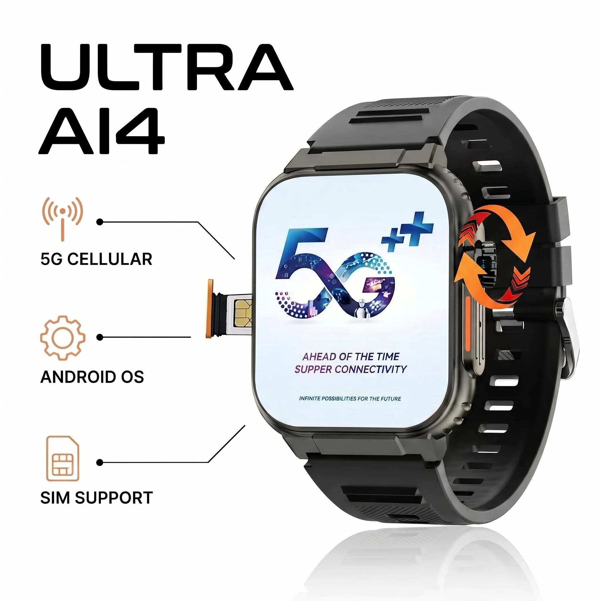 Microwear Ultra Ai4 スマートウォッチ 180 度回転カメラ Google Play GPS WIFI 2.2 インチ Amoled HD ディスプレイ 5G 通話スマートウォッチ男性