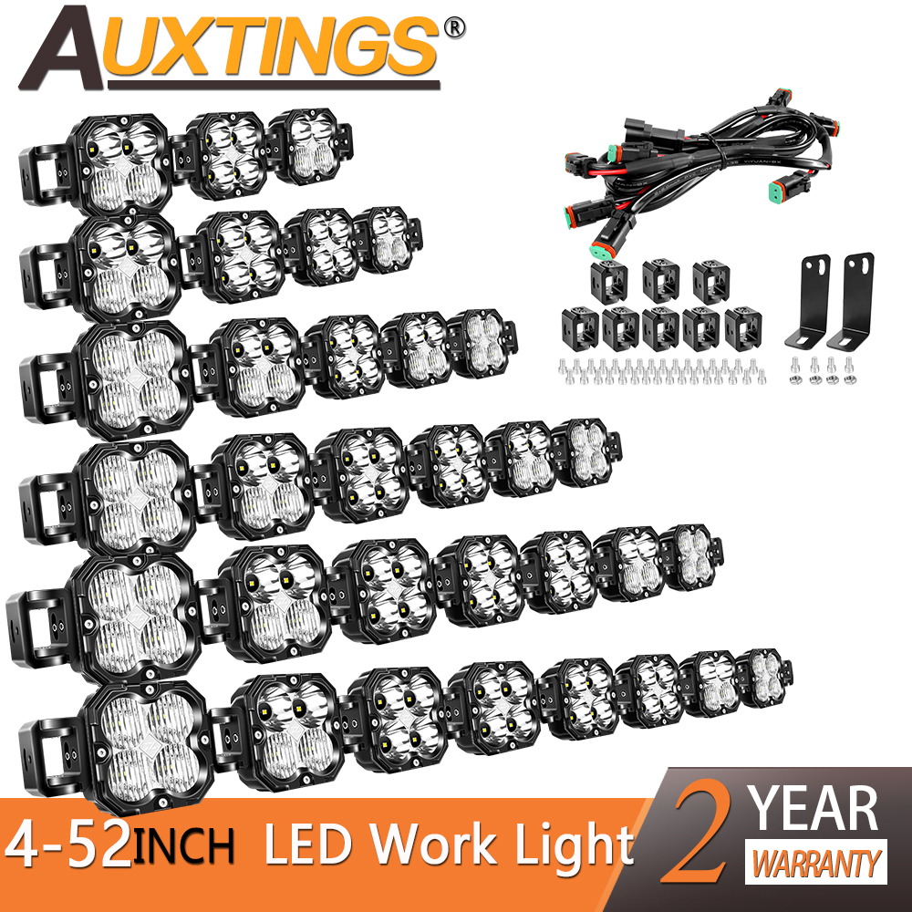 Auxtings 4/20/27/33/40/46/52 インチ 30 ワット LED キューブポッドライトリンク可能駆動 LED ライトバー 4x4 自動トラック ATV 車オフロード 5500K