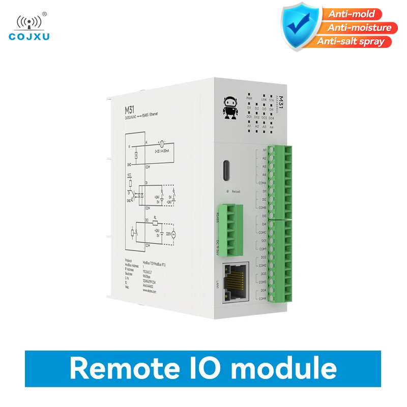 分散リモート IO モジュール シリーズ RS485 RJ45 アナログ スイッチ取得 COJXU M31 ホスト拡張モジュール Modbus フリー スプライシング